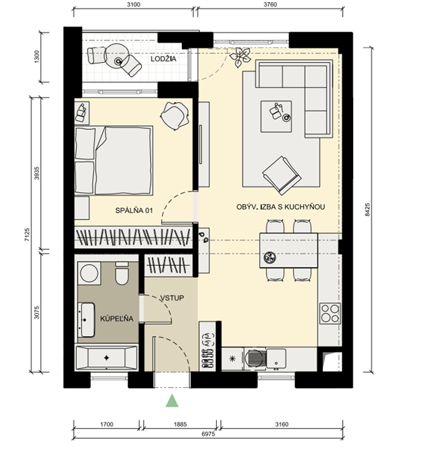 2-izbový byt s klimatizáciou v centre